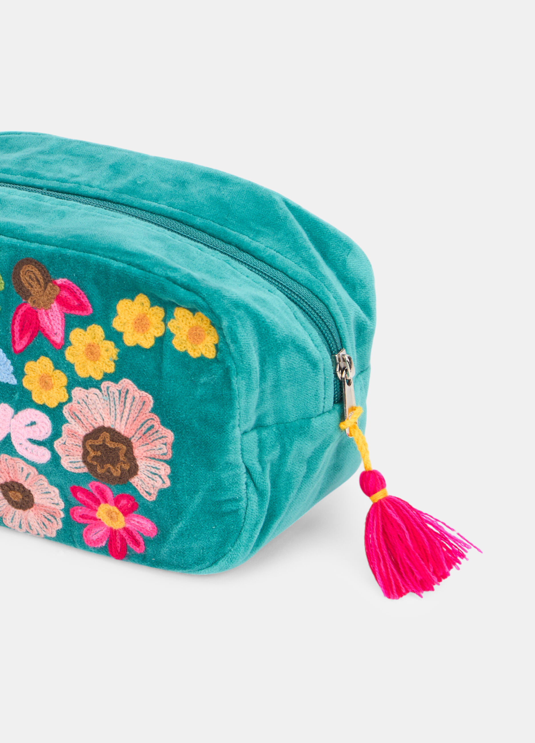 Beauty case in embroidered velvet
