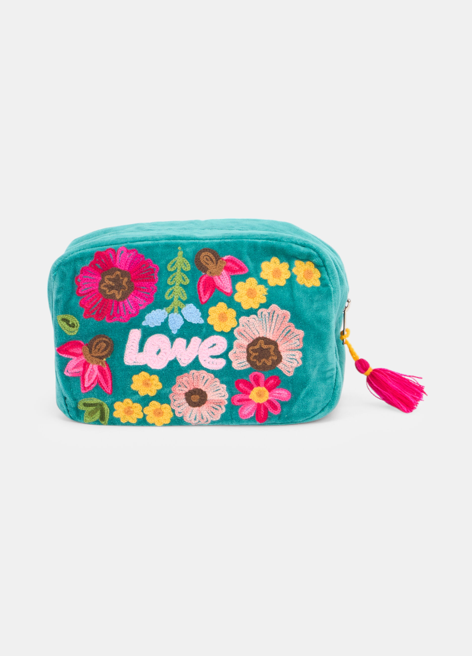 Beauty case in embroidered velvet