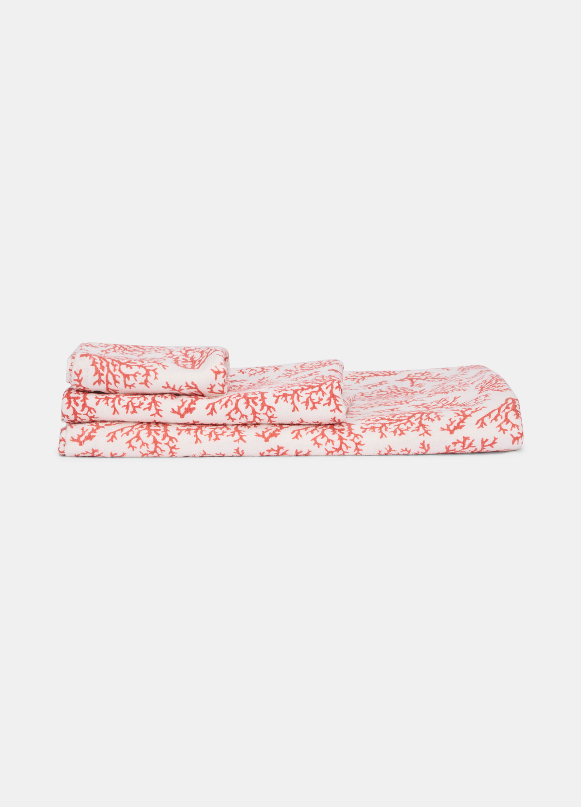 Towel in cotton with coral motif_0