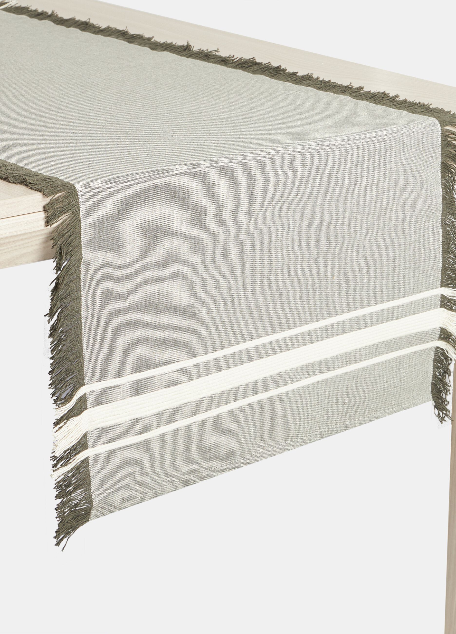 Organic cotton table runner with fringing_0