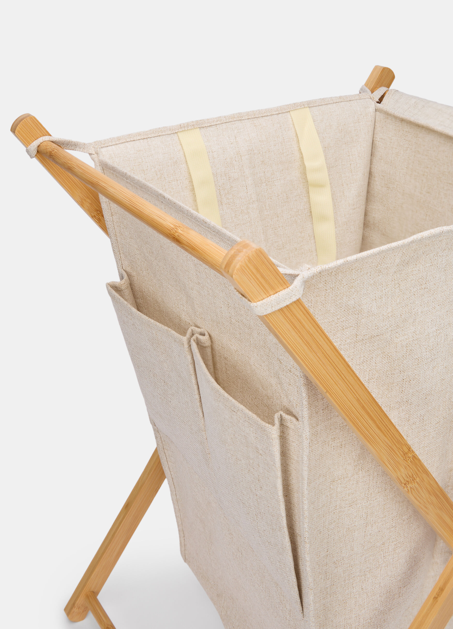 Laundry basket with wooden structure