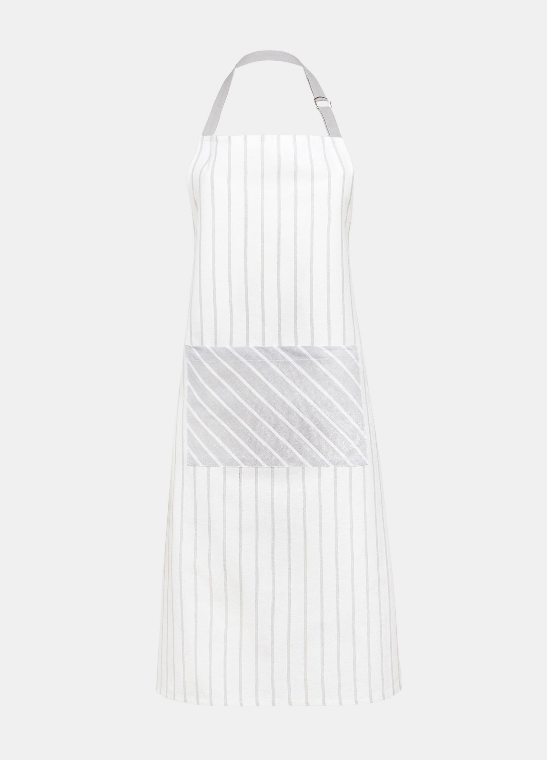 Cotton apron with striped pocket_0