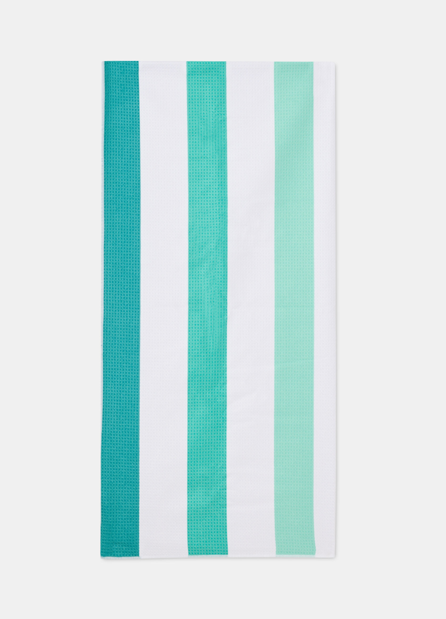 Striped waffle weave beach towel