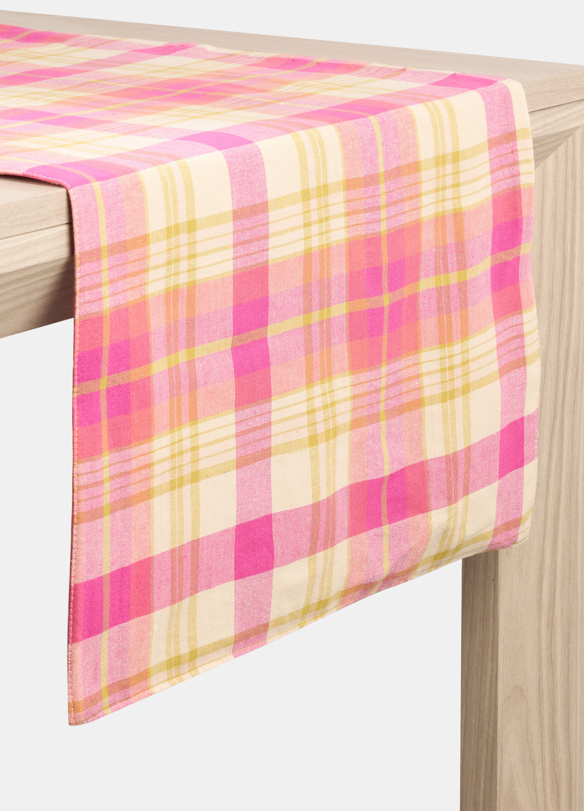 Rectangular check cotton table runner