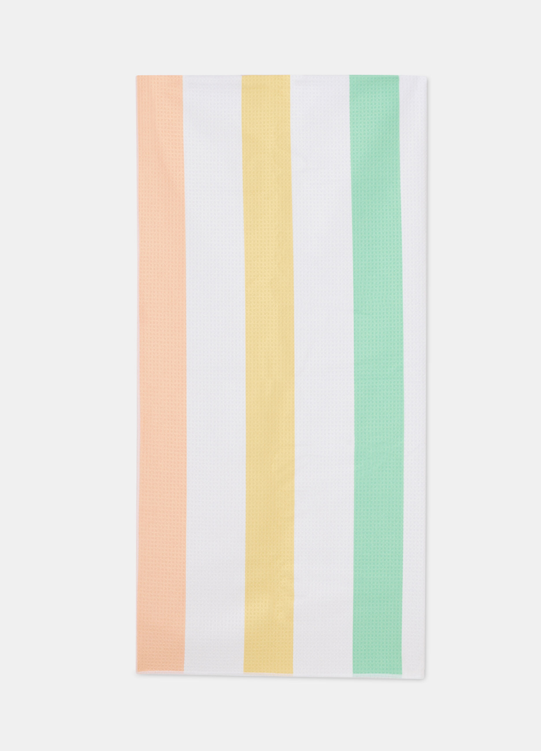 Striped waffle weave beach towel
