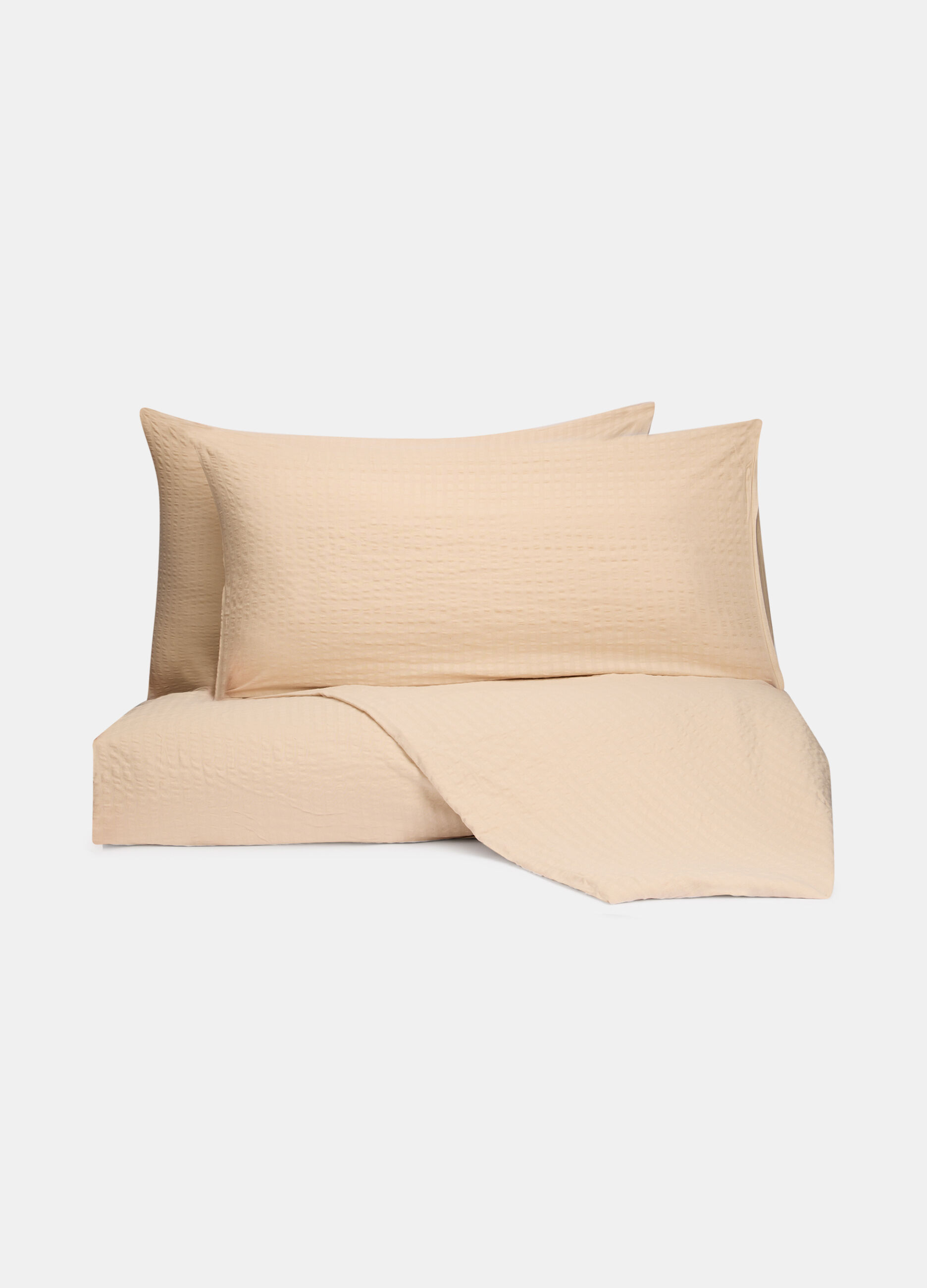 Double duvet cover in cotton seersucker