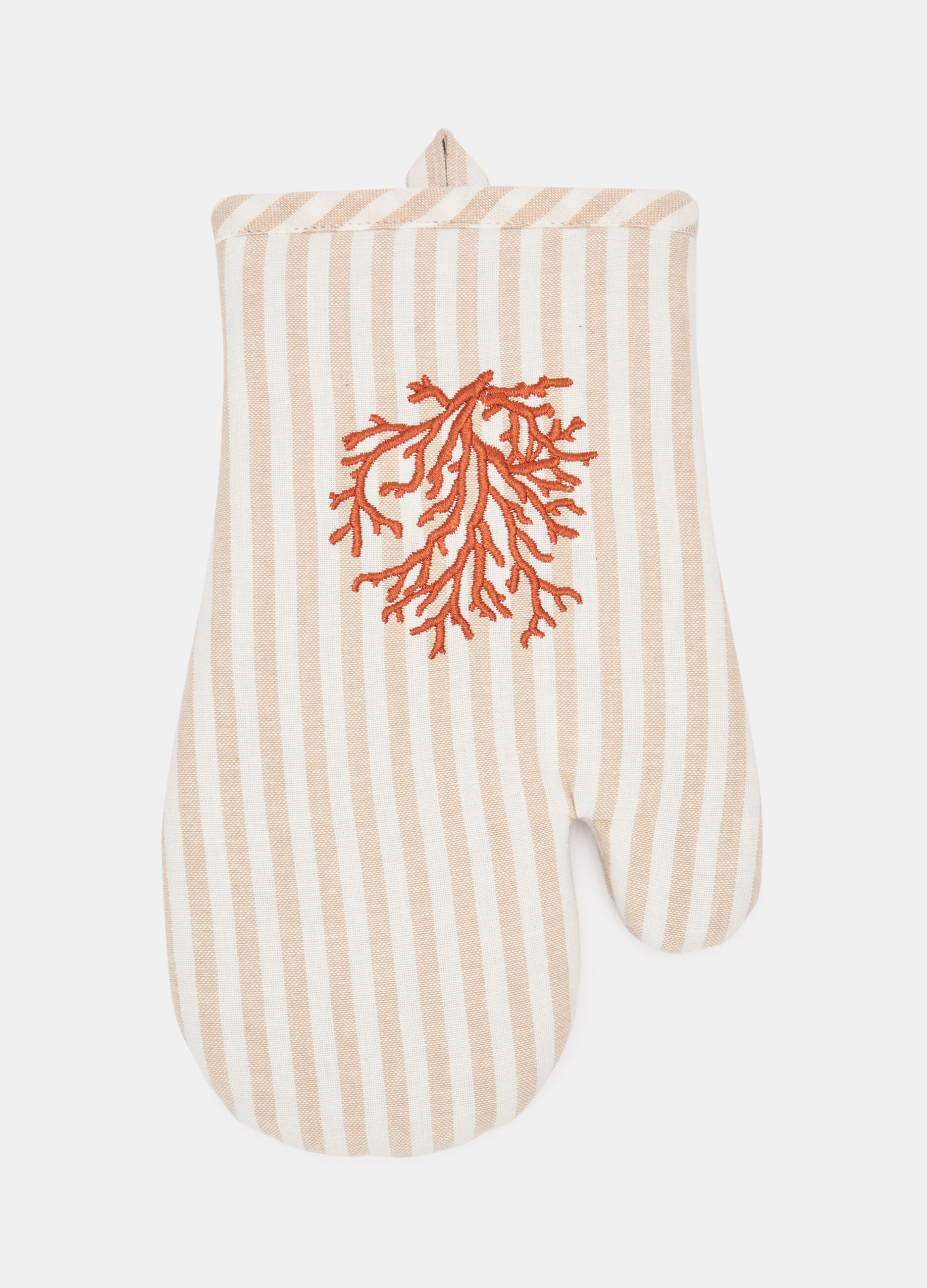 Oven mitt in yarn-dyed cotton with embroidery_0