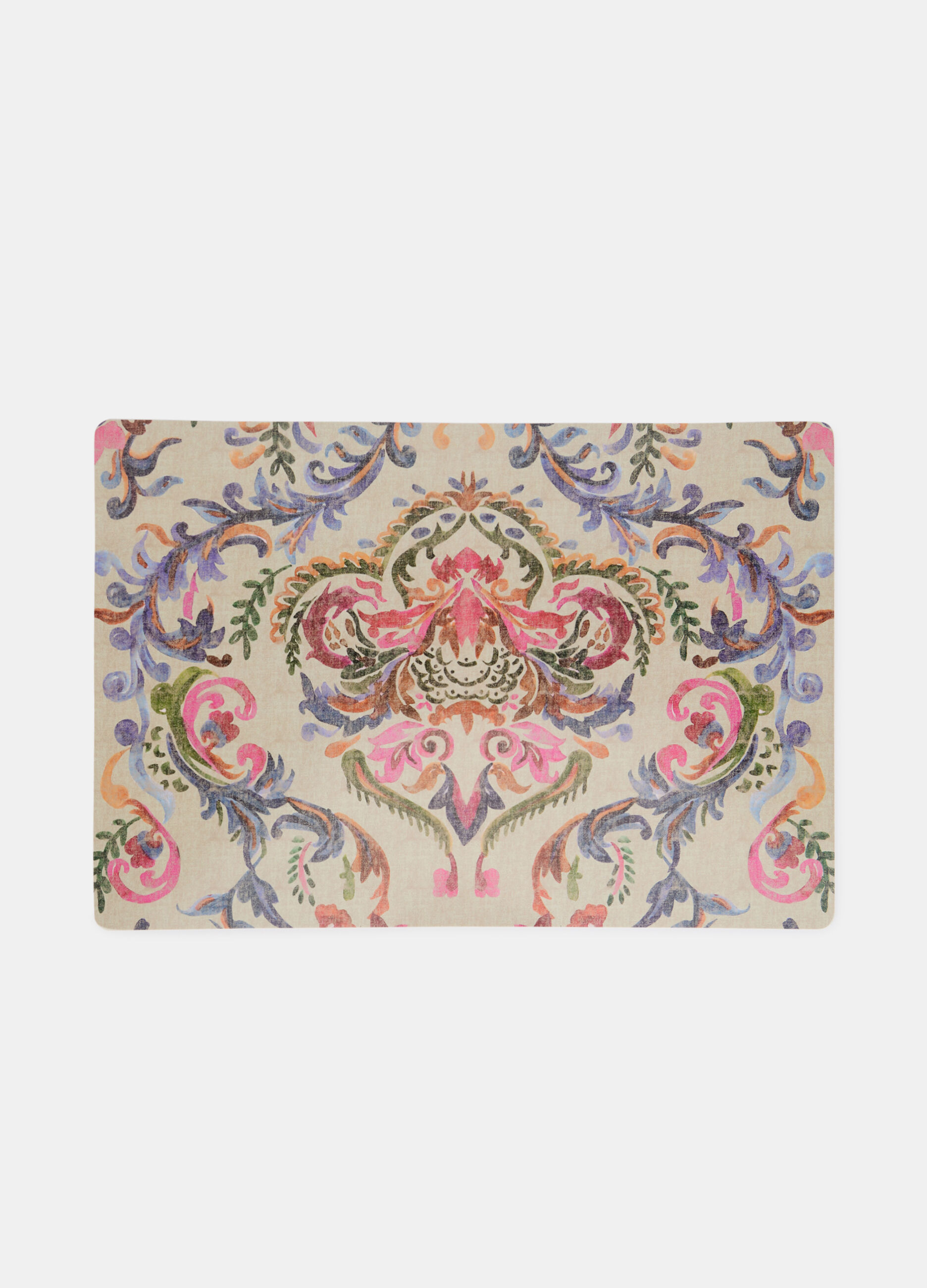 Plastic-coated table mat with flowers