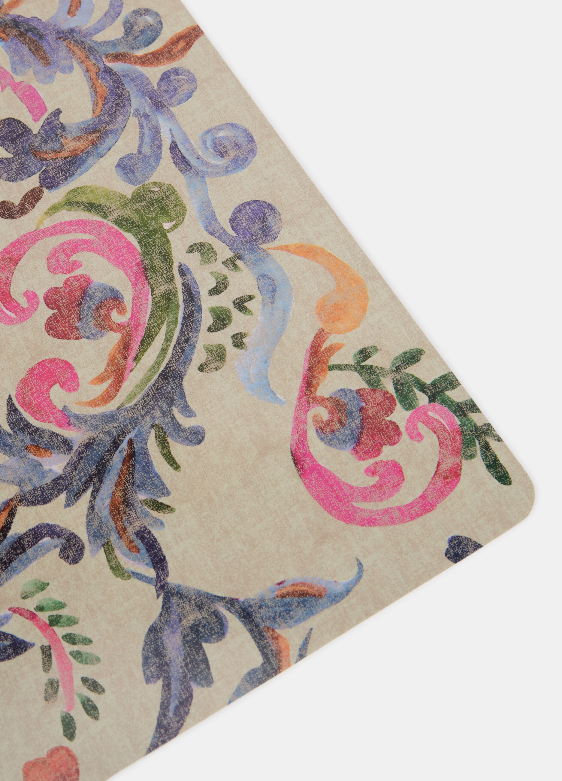 Plastic-coated table mat with flowers